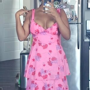 Crystal Doll Vibrant Pink Floral Dress